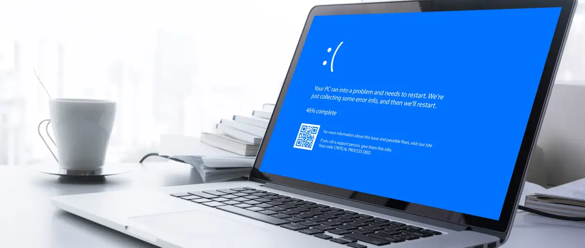 Laptop showing Windows blue screen error