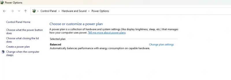 Choose power options