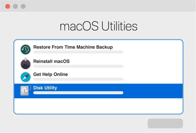 macOS utilities window