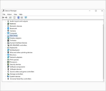 A screenshot of the Device Manager menu on Windows.