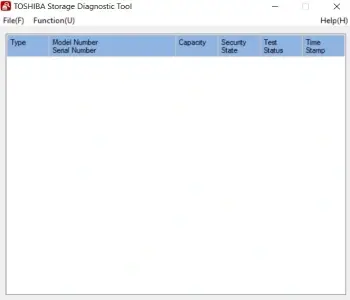 A screenshot showing the interface of the TOSHIBA Storage Diagnostic Tool.