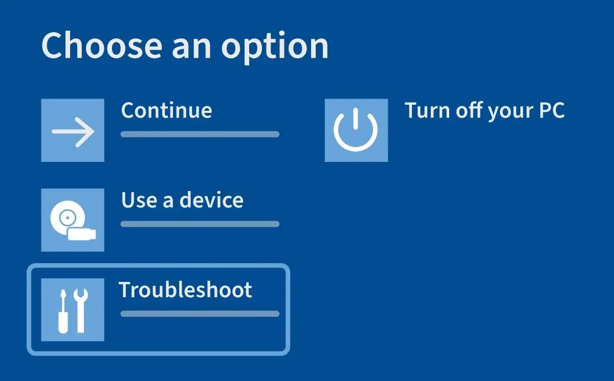 Choose an option screen in Windows Safe Mode