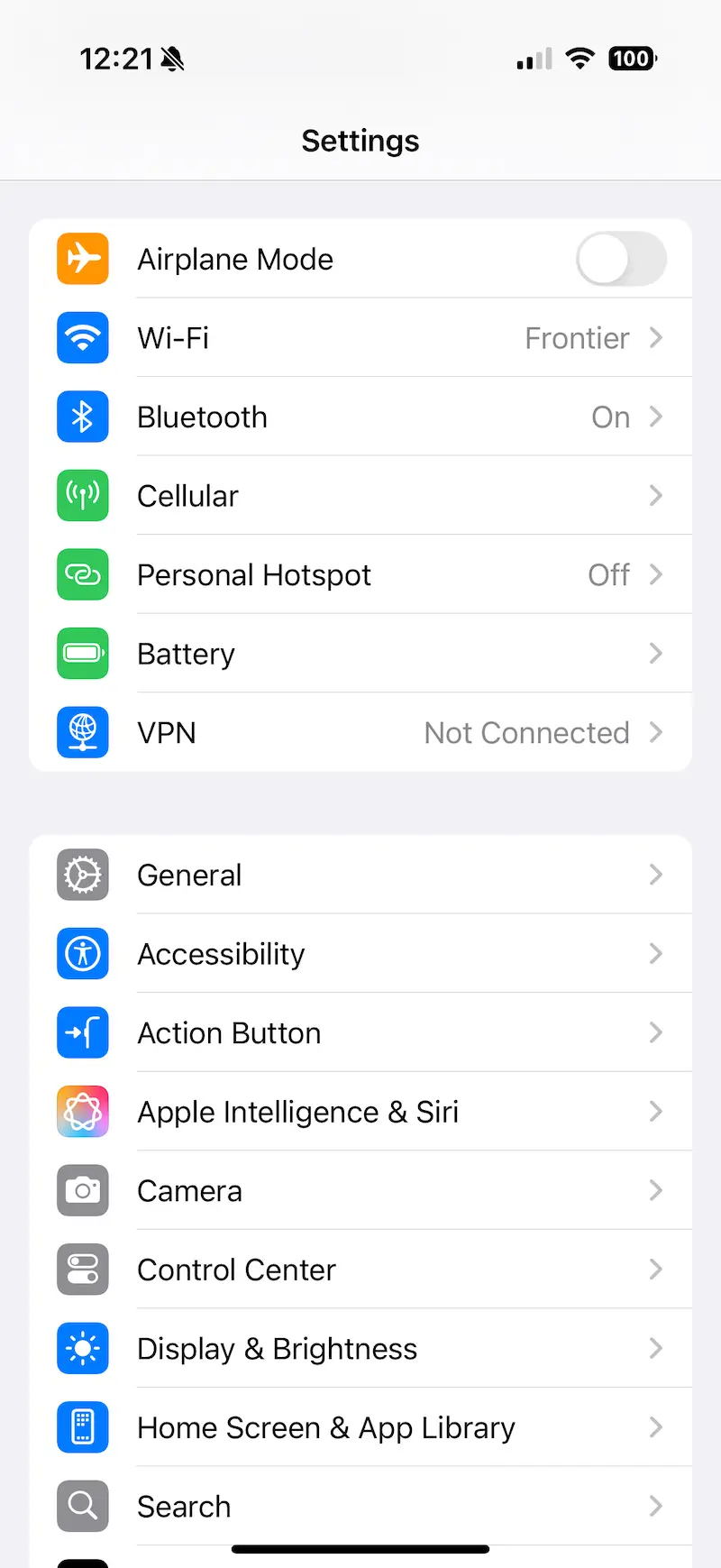 A screenshot showing Battery settings on iPhone.