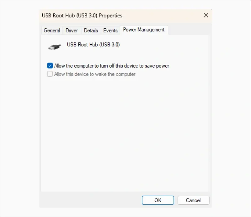 USB Root Hubs power management