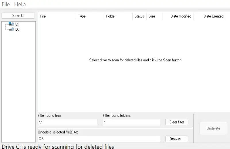 A screenshot showing the dashboard for SecureRecovery® Undelete.